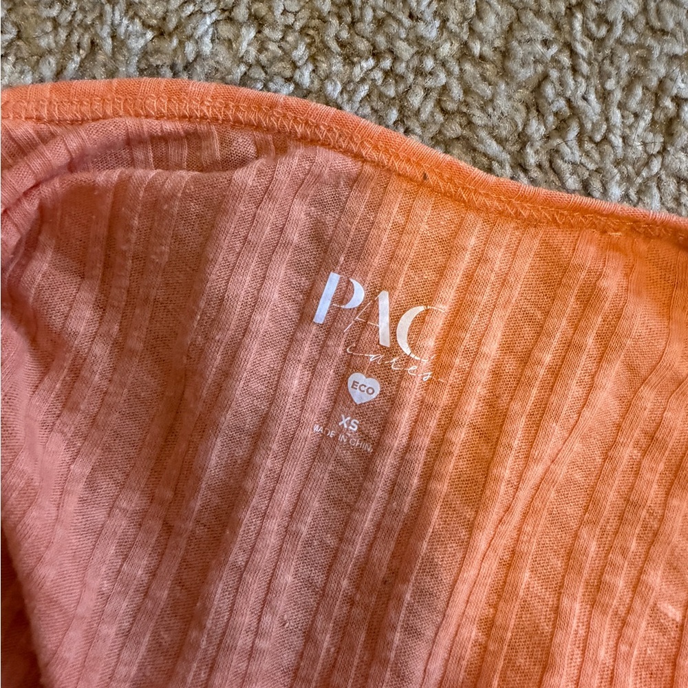 Orange Button-Front Ribbed Crop Top - Picture 3 of 3